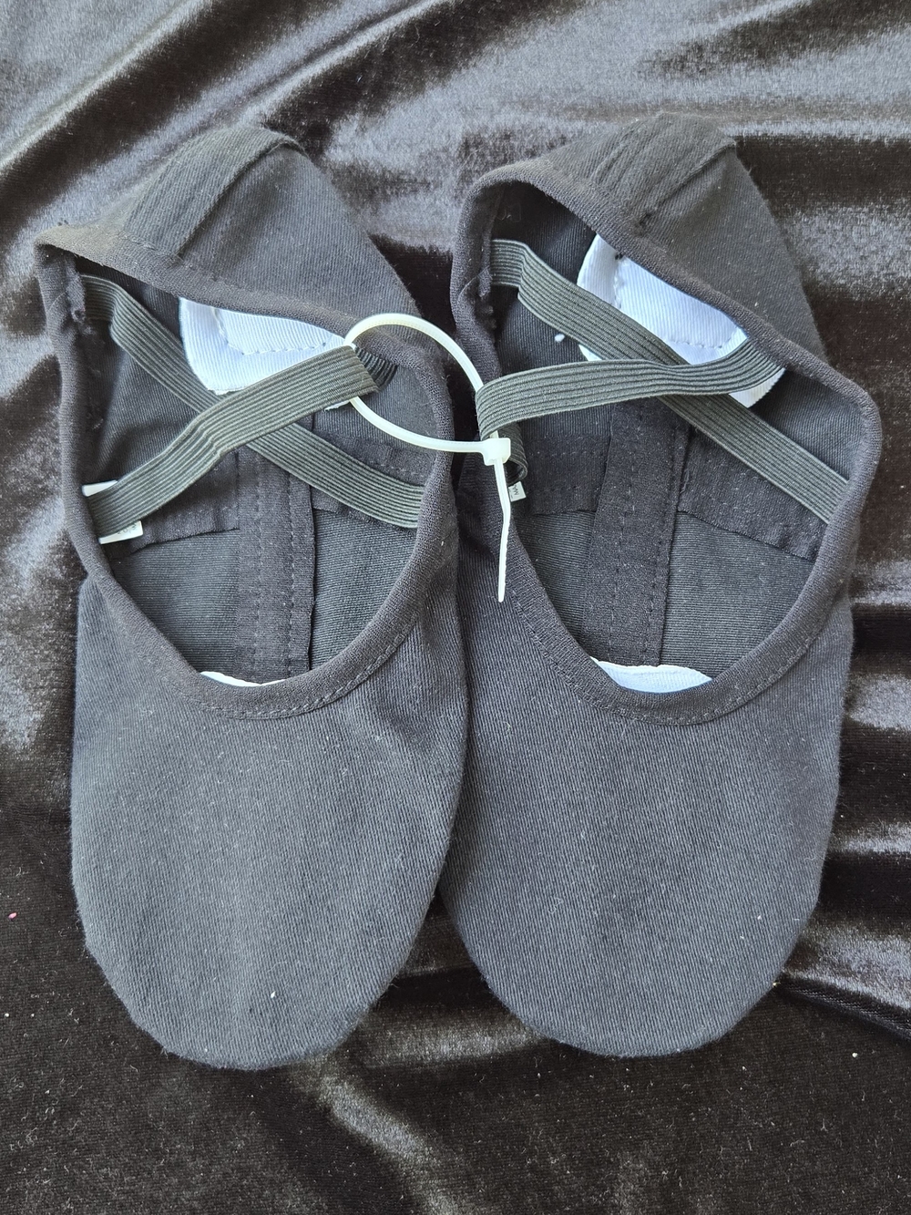Women's Black Ballet Slippers with Elastic Cross Straps